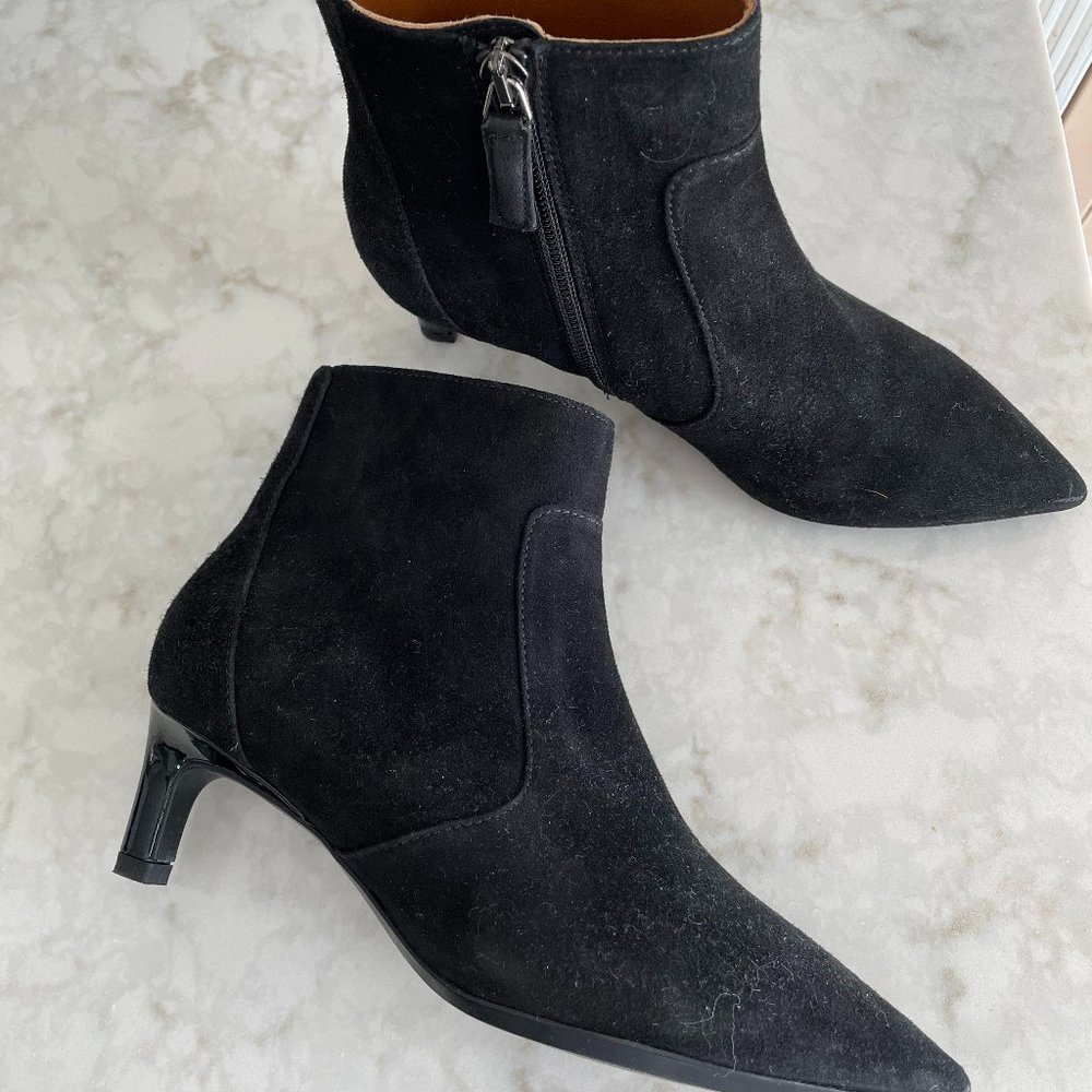 black genuine suede booties by Aquatalia